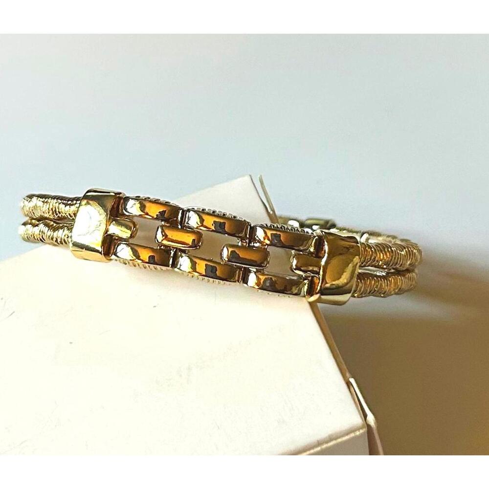 Vintage 80s Stretch Bracelet by Napier | Gold Tone, Link Chain Style Jewelry